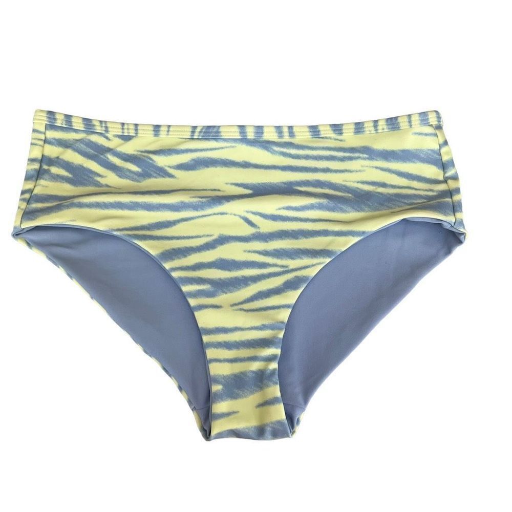 Zella swim Yellow Elfin Sketchy Tiger Reversible Bottom Kids Girls Size 14 NWOT